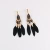 Fashion Bohemian Long Tassel Enamel Feather Clip on Earrings for Women Without Piercing Hanging Ear Clips Female Bijoux