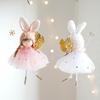Adorable Bunny Ears Girl Christmas Ornament with Angel Wings Mystical Wand Lightweight Fabric Hanging Decoration