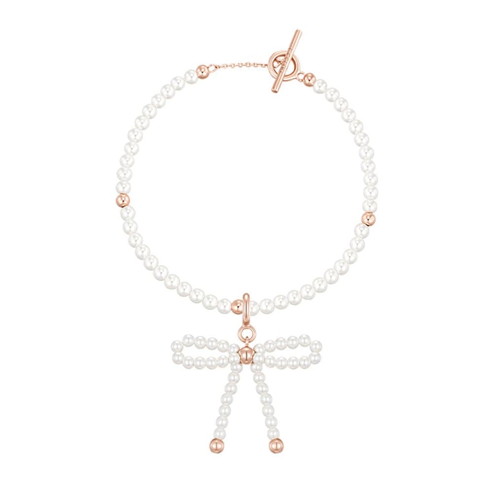 Mariel Ribbon Pearl Bead Bracelet + Pendant Set (Set-J0-0909)
