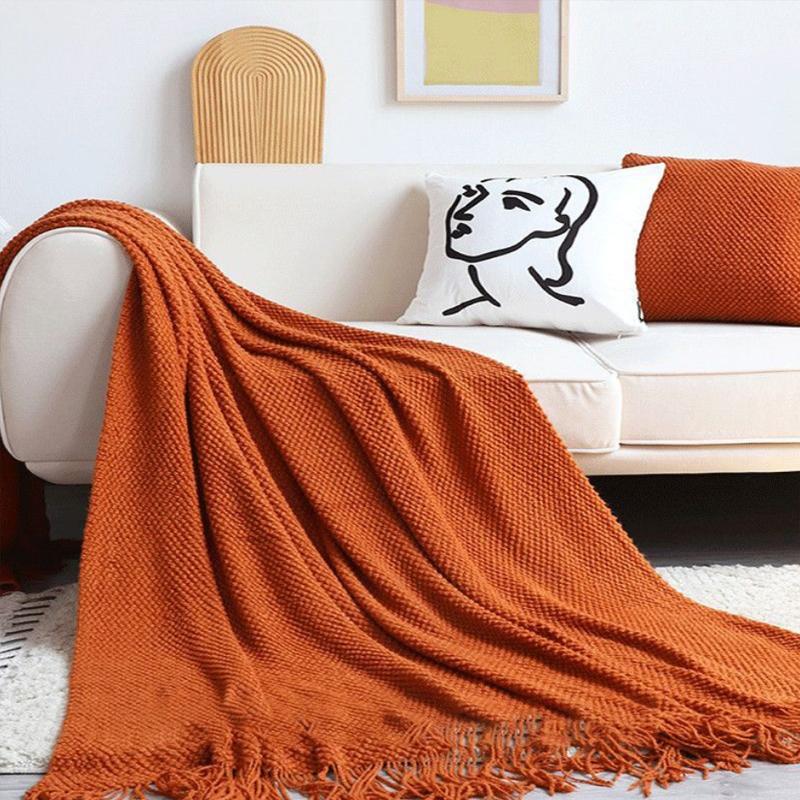 Nordic Knitted Blanket For Office Sofa Napping Blanket Ball Wool Casual Bed Cover Air Conditioning Blanket