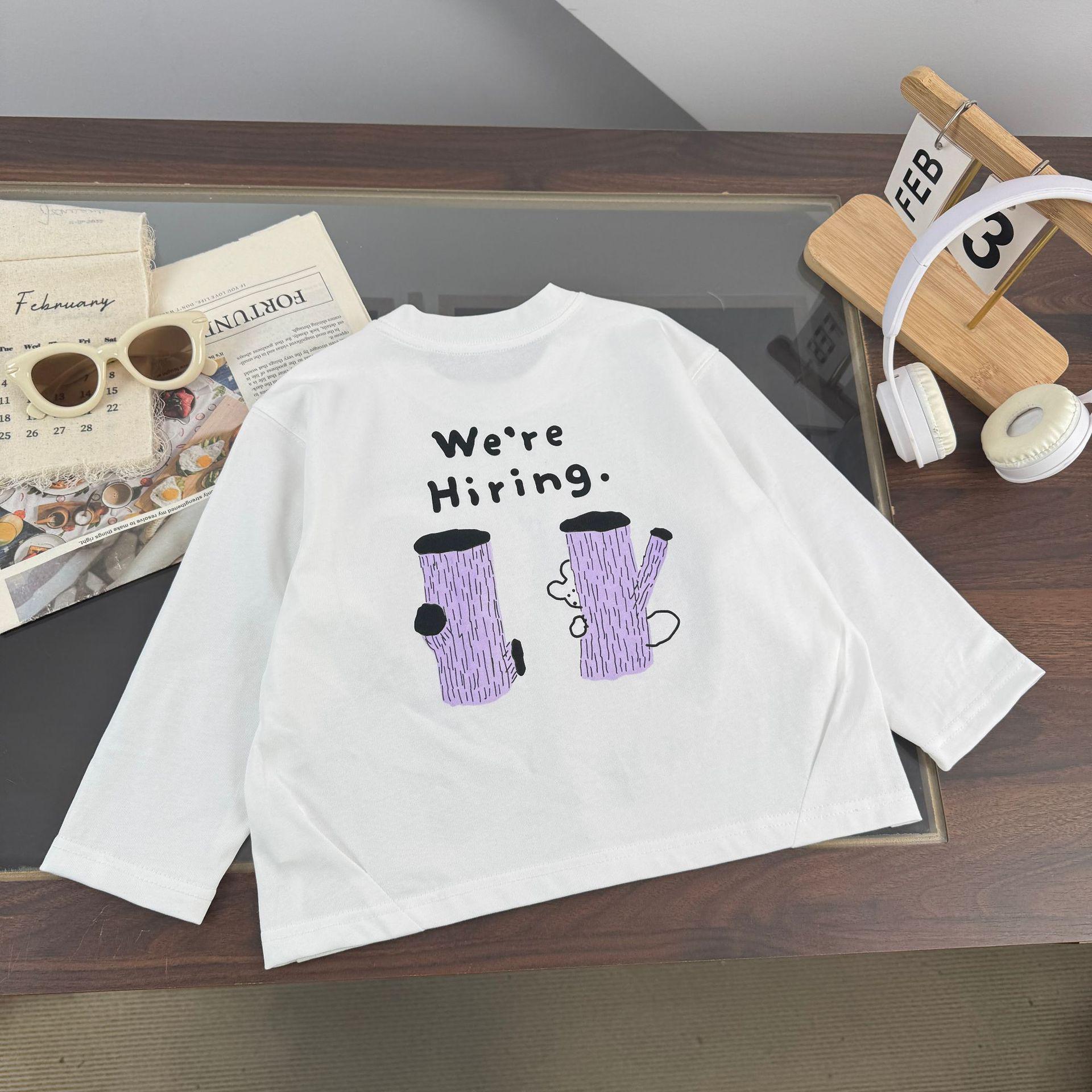 Spring 2026 Boys Cartoon Long-Sleeve Pullover T-shirt 140 cm белый