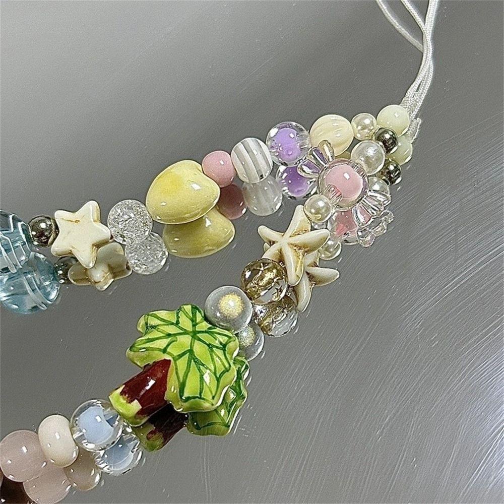Acrylic Beaded Coconut Phone Chain Coconut Tree Smartphone Lanyard Pendant Decoration