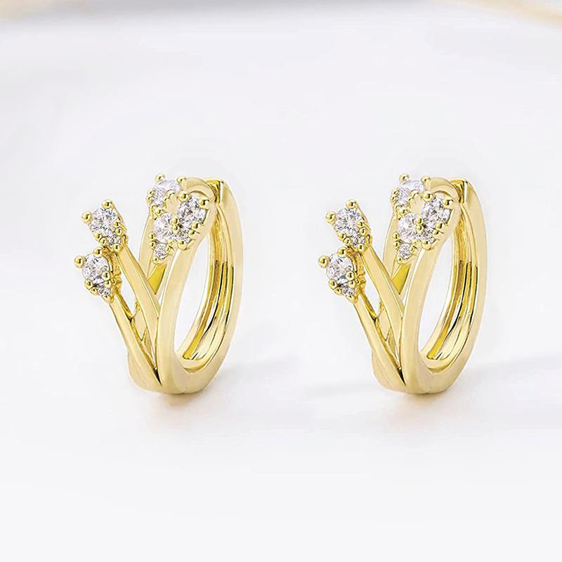 Huitan New Women Hoop Earrings Gold Color Statement Accessories for Wedding Party Temperament Female Earrings Trendy Jewelry