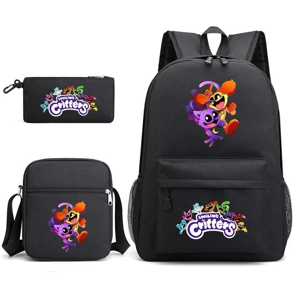 Smiling Critters Horror Smiling Animals School Pencil Case Three-Piece Large Capacity backpack