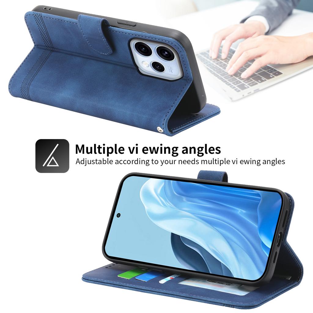 DIERFENG DF-03 For Oppo Reno15 5G (Global) / Reno15c 5G (China) Leather Case Lines Imprint Wallet Phone Cover with Wrist Strap