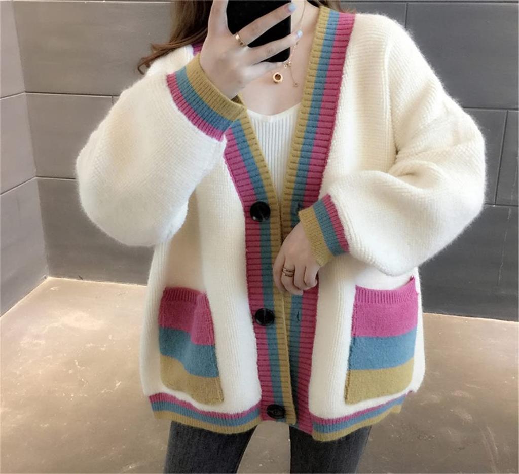 JINZUOMA Cardigan Sweater Knit Cut and Cold Loose Everyday Wear One Women's Coat, Coat, Jacket, Outerwear, Top, Sewn, Spring/Autumn, Soft, Warm,