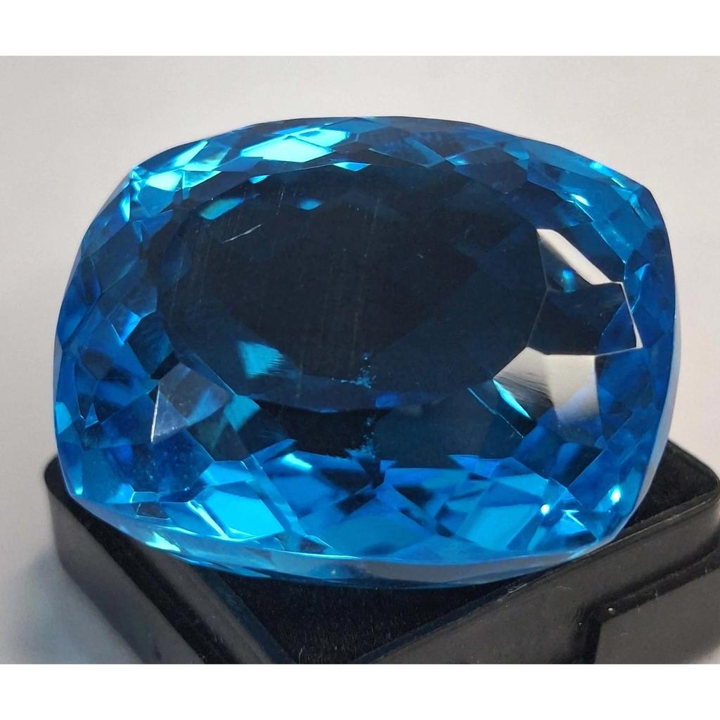 100-102 Ct Lab Created Blue Topaz Cushion Cut Fabulous Certified Loose Gemstone