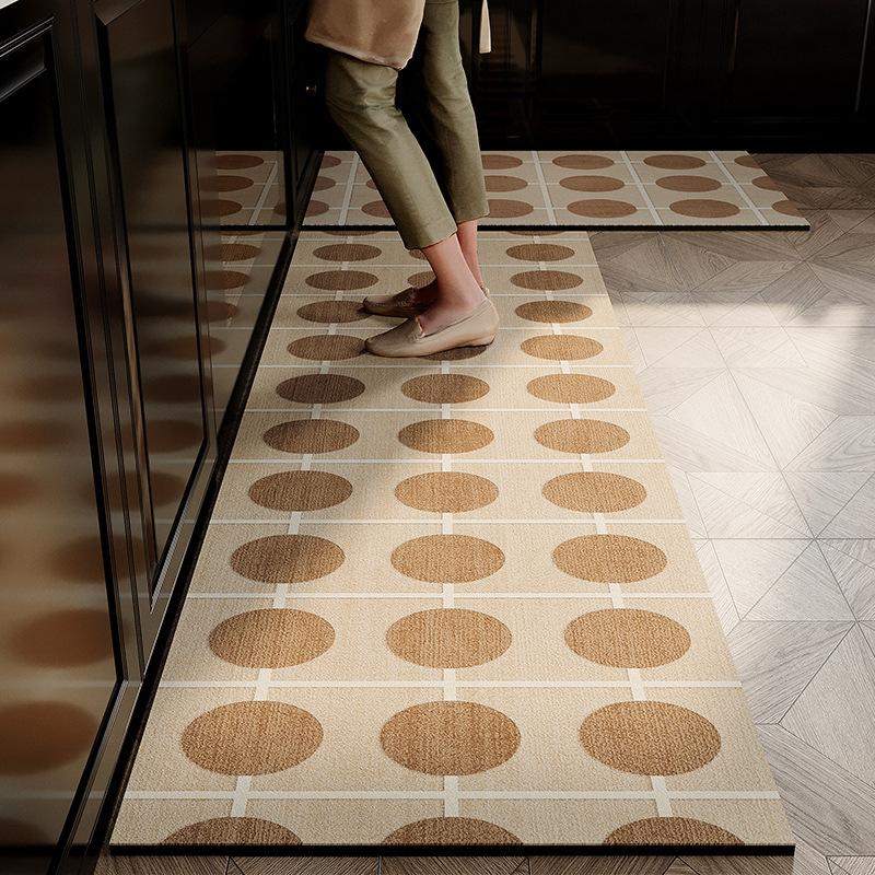 Flannel Retro Restaurant Corridor Floor Mat Kitchen Laundry Room Water Absorbent and Stain-Resistant Carpet Home Decor