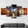 Japan Street Night Scene 5 Piece Five Panel Wall Canvas Print Modern Art Poster Picture Home Decor Gift For Him For Her