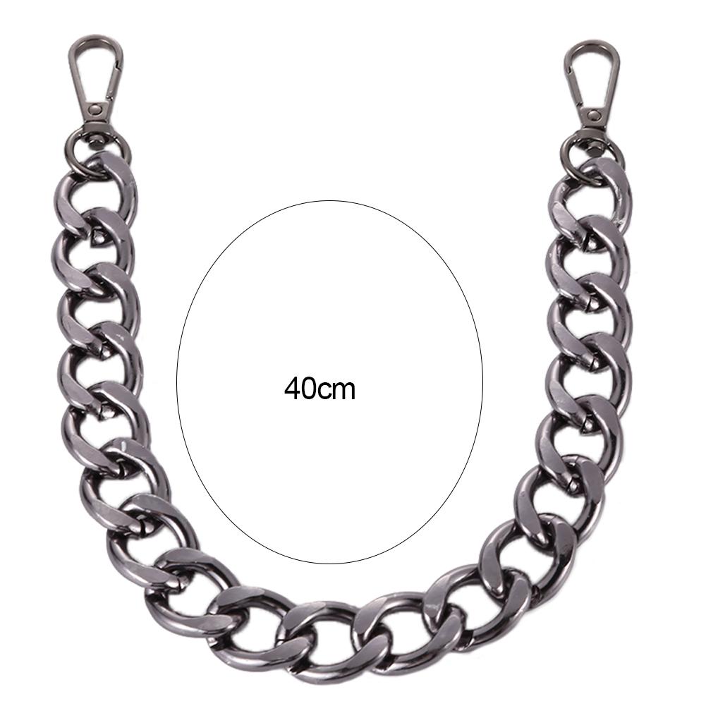 40cm Punk Metal Thick Chain Bag Shoulder Strap DIY Handbag Handles (Black)
