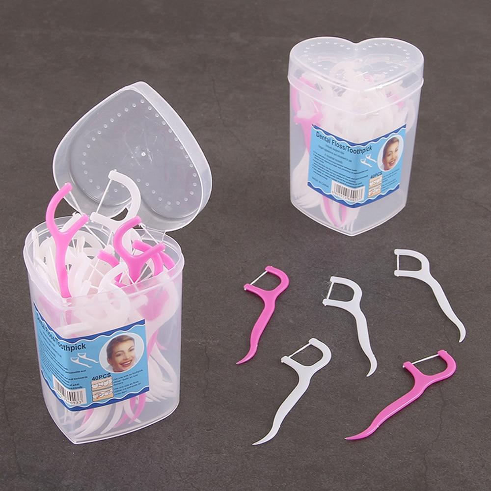 40pcs/box  Dental Floss Dental Cleaning Tooth Stick 7.5cm Floss Pick Interdental Brush Dental Flosser Teeth Cleansing Tools