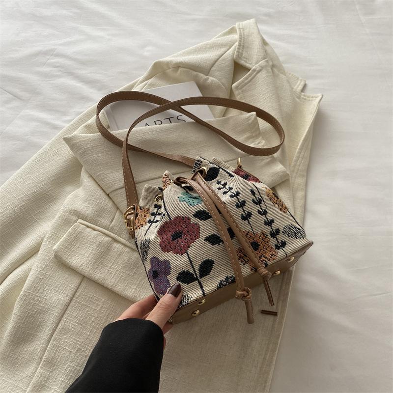 Women S Ethnic Style Bucket Bag Simple Fashion Shoulder Crossbody Bag