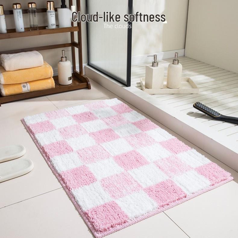 Plaid Non-Slip Bathroom Floor Mat
