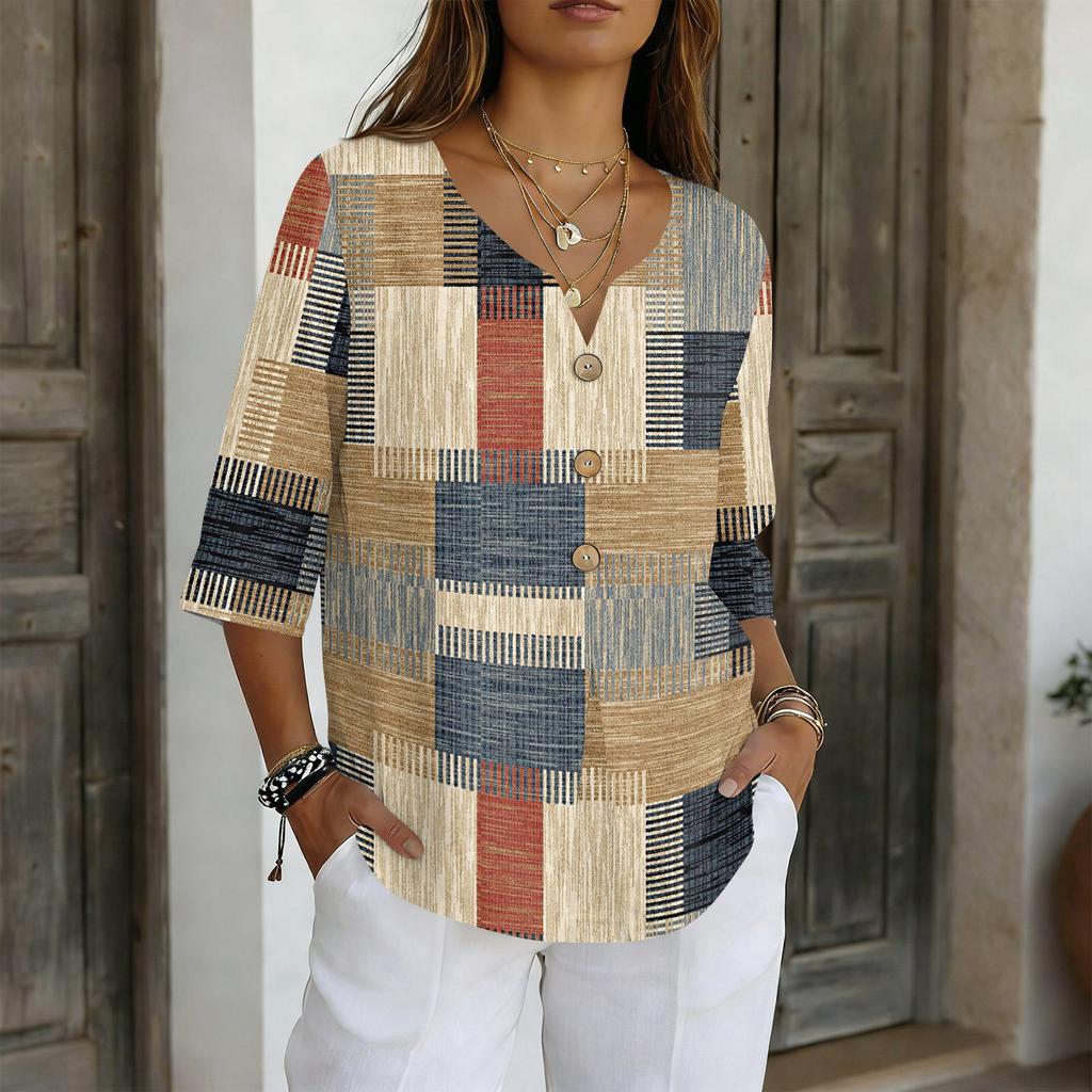 Women's Shirts Dressy Casual T,Shirts 3/4 Sleeve Tunic Tops Basic Tees Pullover Work Blouses