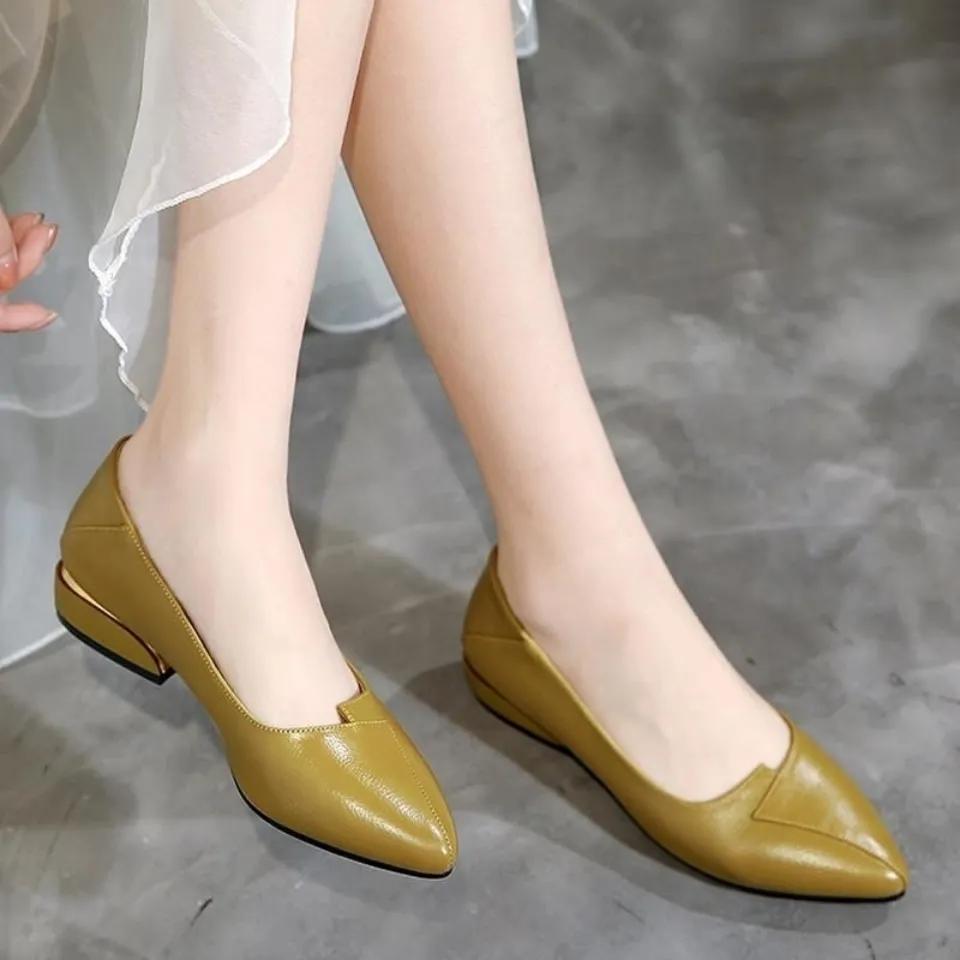 women fashion sweet yellow spring & summer slip on anti skid shoes lady black plus size comfort office shoes ab522