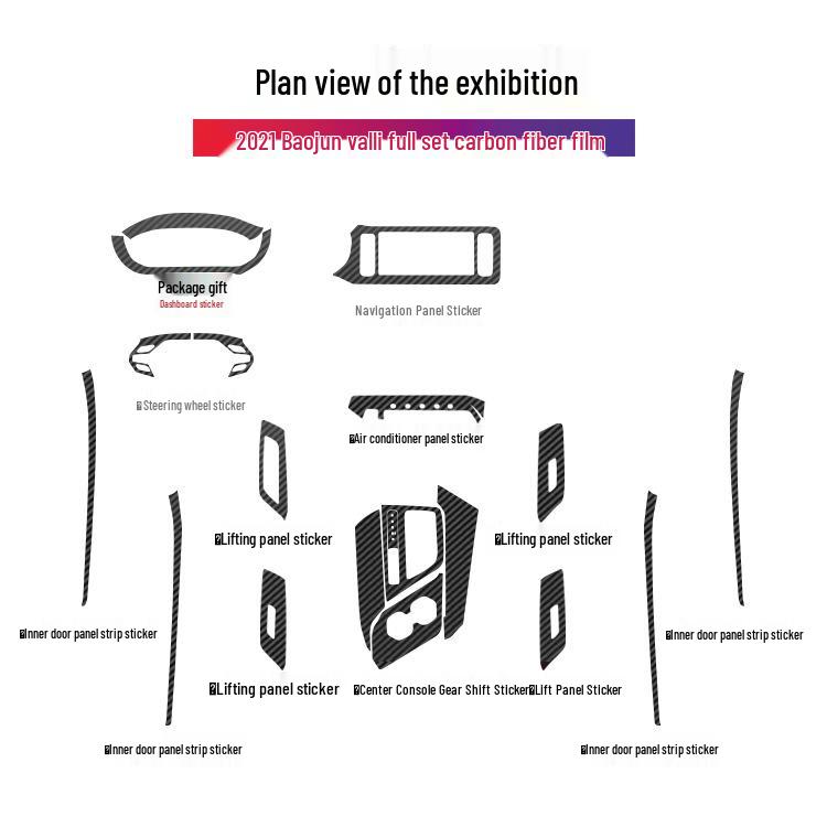 21 Baoyun Valley Interior Carbon Fiber Console & Door Anti-Kick Protective Film