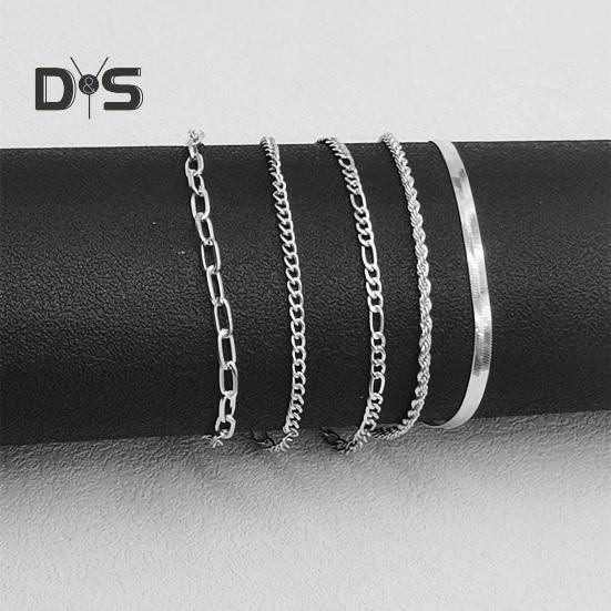 5 stk Damearmbånd Hummerklipslukking Justerbar hul kjede Ensfarget armbånd polert bohemsk stil Daglig slitasje Fest håndleddssmykker