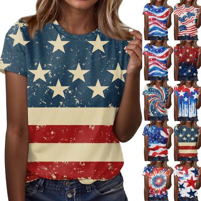 Damenmode Lässig Bedrucktes Rundhals Kurzarm T-Shirt Top T-Shirt Oberteil