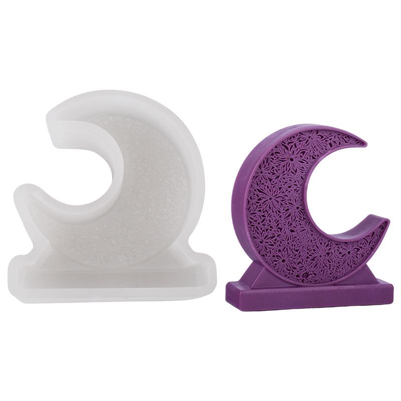 1pcs Star Moon Lantern Candle Mold Mandala Crescent Moon Candle Silicone Mold DIY Handmade Plaster Scented Candle Decor Epoxy Re