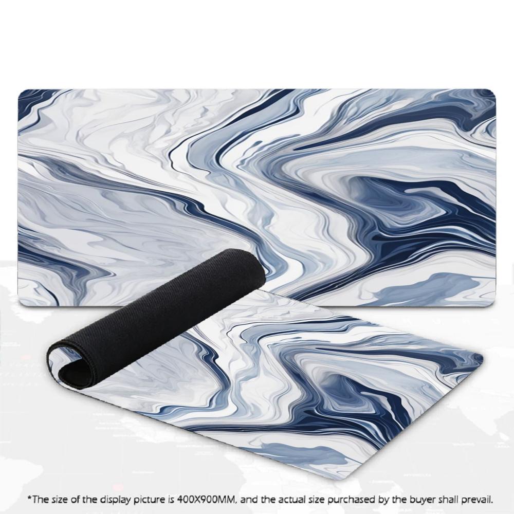 Large Black Marble Swirl XXL Mousepad Abstract Liquid Texture Deskmat Non-Slip Rubber Gaming Pc Keyboard Desk Gamer Mats