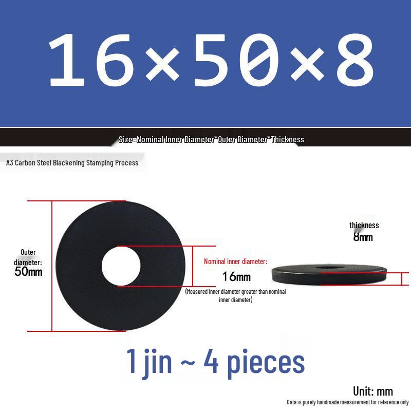 Black Oversized Thickened Round Metal Flat Washer Spacer for Home Use