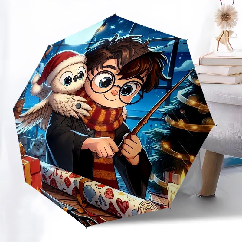 1pc Christmas Harry Potter Owl Umbrella with Plastic Handle,Suitable for All Seasons Travel Outdoor Multi-functional UmbrellaDCS083