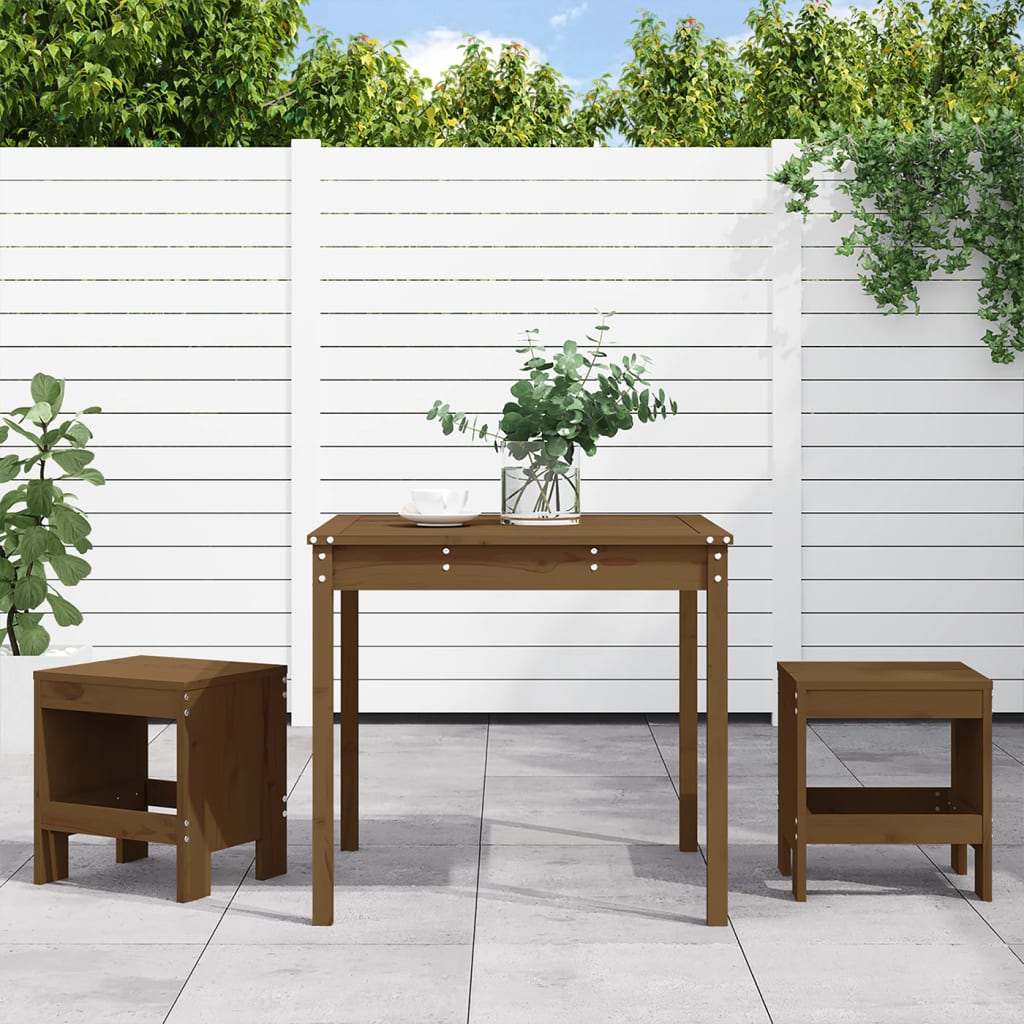 3 Piece Garden Bistro Set Honey Brown Solid Pine Wood