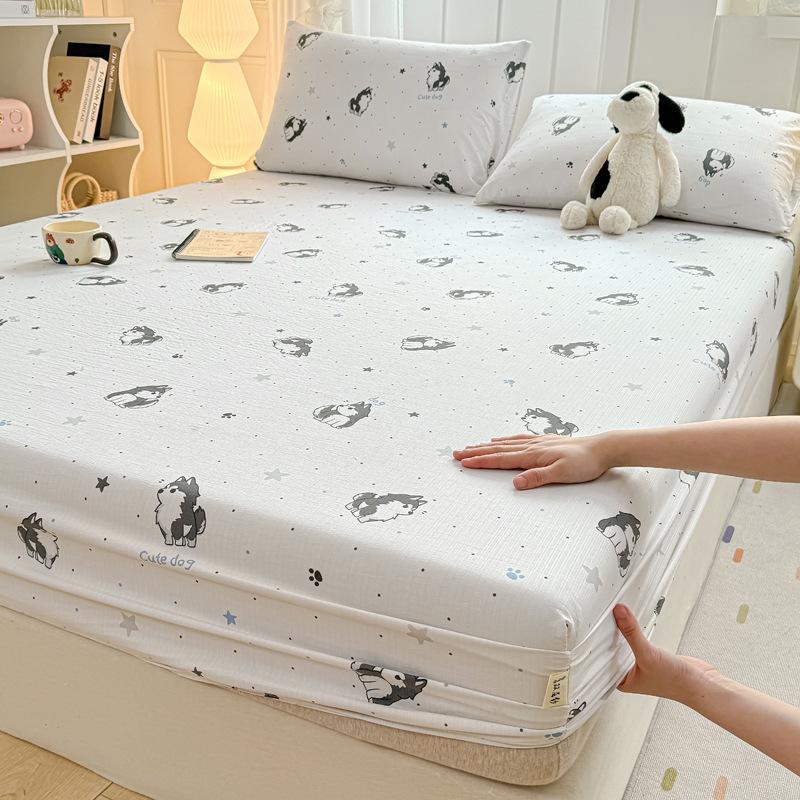 

Sheets, Fitted Sheets, Student Dormitory Washed Cotton Quilts, Children s Cartoon Double-layer Yarn Fitted Sheets, Mattress Covers, Pillowcases 90X200cm single bed hat