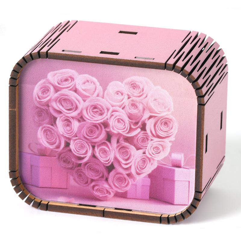 Mini Valentine s Day Wooden Wind-up Music Box - Creative Wedding Souvenir Gift