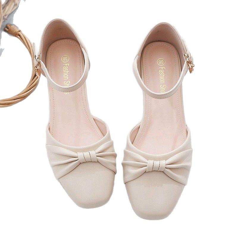 High heels women's 2025 new summer skirt temperament versatile not tired feet thick heel one-word buckle bag head sandals women