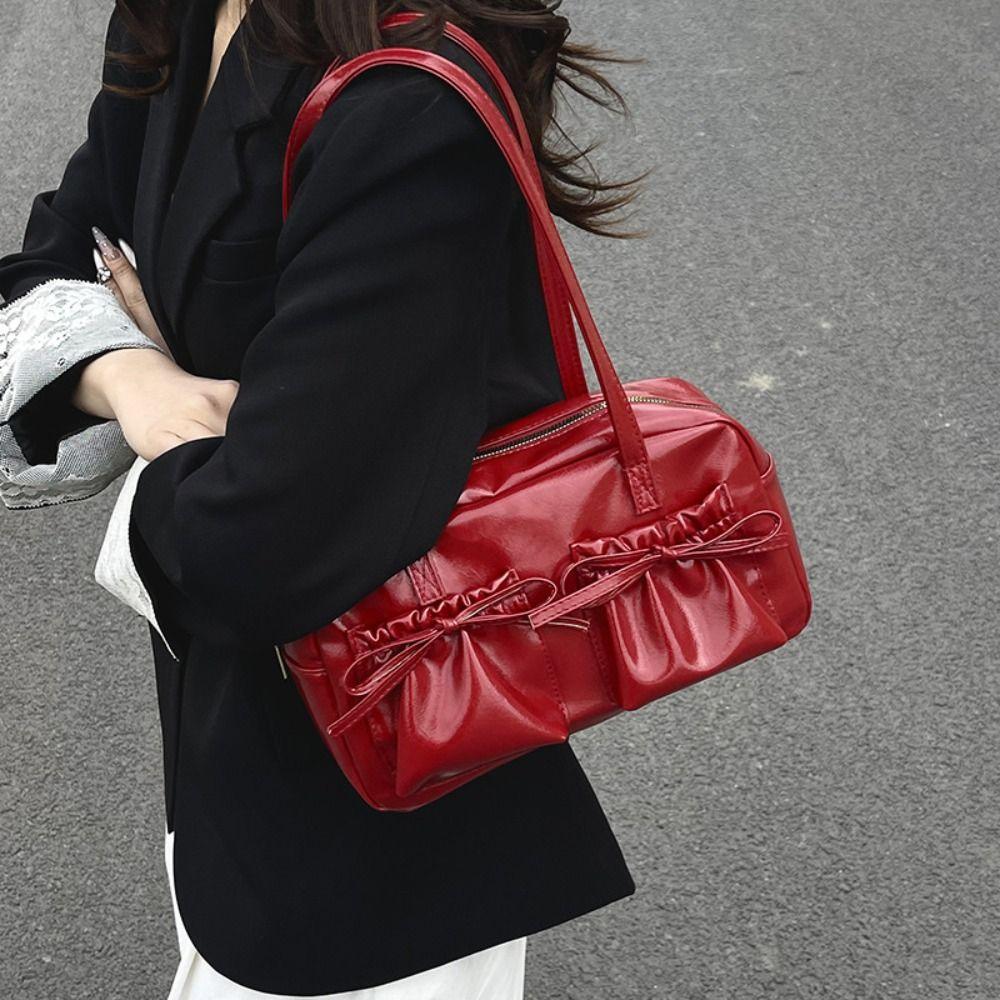 Y2k Ballet Bow Tie Shoulder Bag Korean Women's Handbag Fashion Ribbons Bowling Tote Bag  Ladies