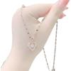 Titanium Steel Smart Ocean Heart Necklace Women'S Light Luxury Simple High-End Micro-Inlaid Zircon Heart Pendant Collarbone Chain