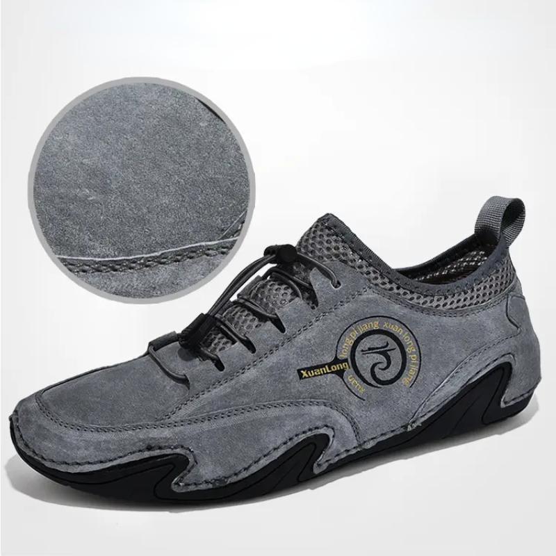 Pánské ručně vyráběné kožené tenisky Outdoorová vycházková obuv Prodyšná Šněrovací vycházková obuv pro řidiče