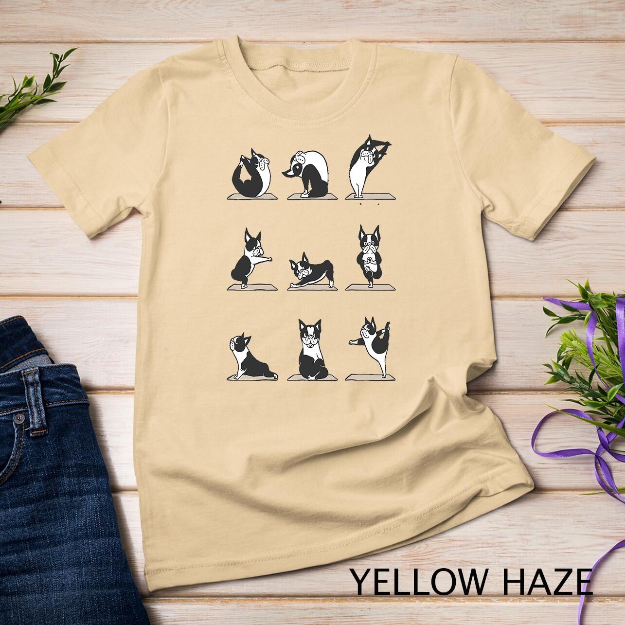 Boston Terriers Yoga Asana Pose Meditation Funny T-Shirt Mens Womens Tees Top Unisex T-Shirt Mens Womens Tees Top XL