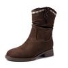 Autumn and winter new thick heel French retro western cowboy boots tall knight boots fashionable versatile stacking boots