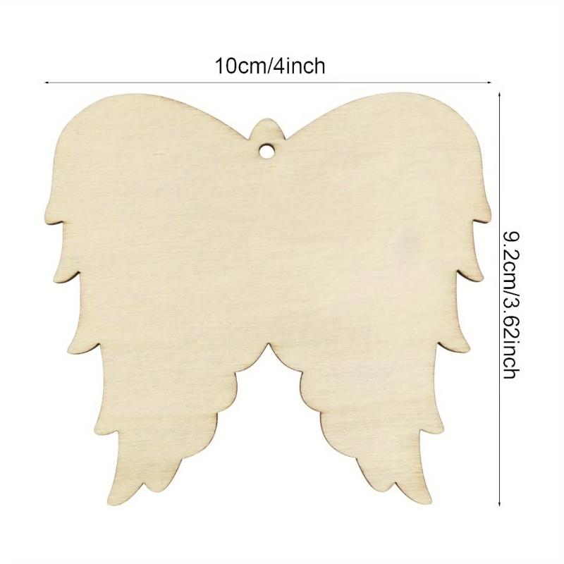 20pcs Wooden Angel Wings Silhouette Mixed Color Diy Handmade Ornament With Lanyard For Holiday Decoration, Elegance Wing Design