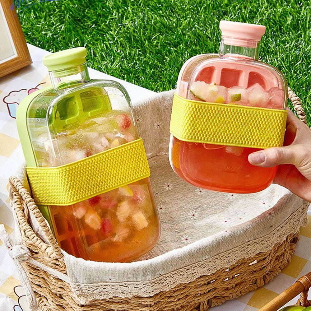 

12/18 Grids Ice Cube Kettle 2 in 1 Ice Cube Molds Multi-Function Ice Cube Water Bottle Cocktail Pink 500ml