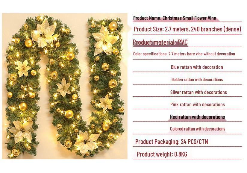 2.7m Dense Simulated Christmas Vine for Window Decoration