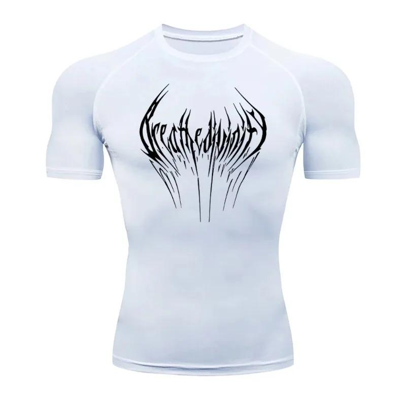 Summer Compression Sweatshirt Short Sleeve for Men's Running Fitness T-Shirt Jogging Quick-Dry Top Gym Workout Comfortable Tight Fit