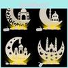 Stunning New Festival Illuminated Wooden Decorative Moon Castle Led Ornament For Home Parties