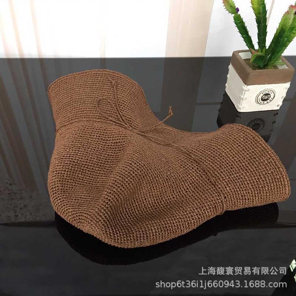 8Cm Japanese handmade crochet pull-up straw hat foldable sun hat children summer sun protection bucket hat sun hat