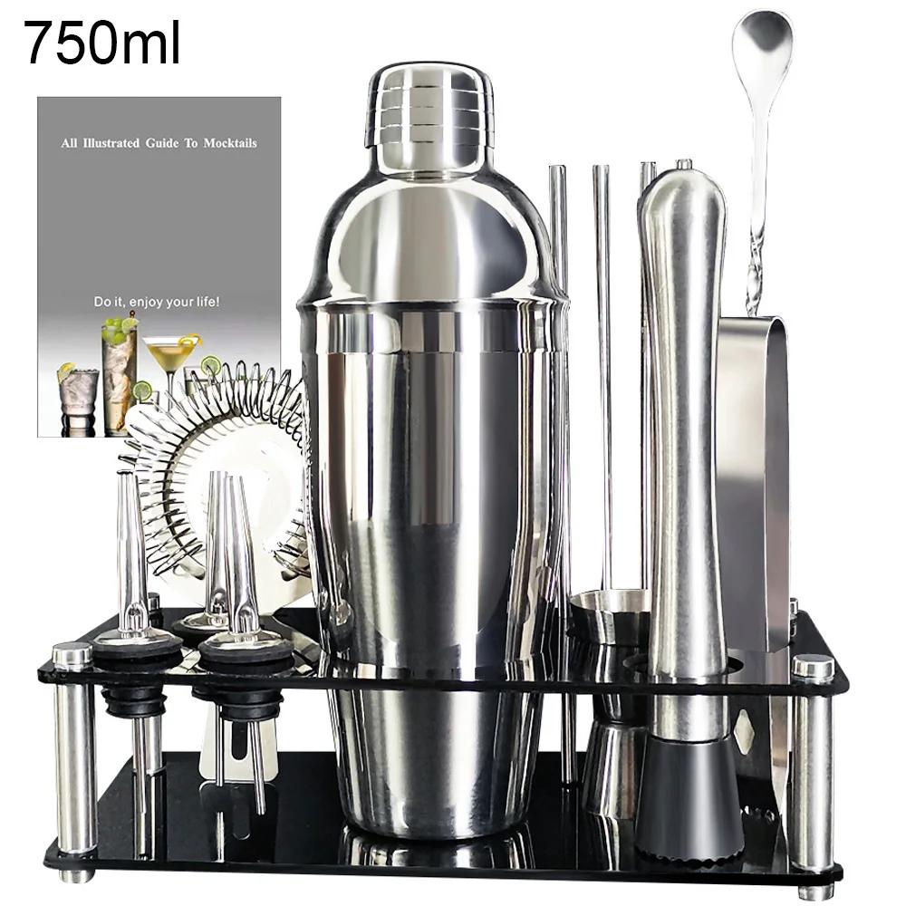 13-22-teiliges Boston Cocktail Shaker Set (750 ml/600 ml) mit Halter