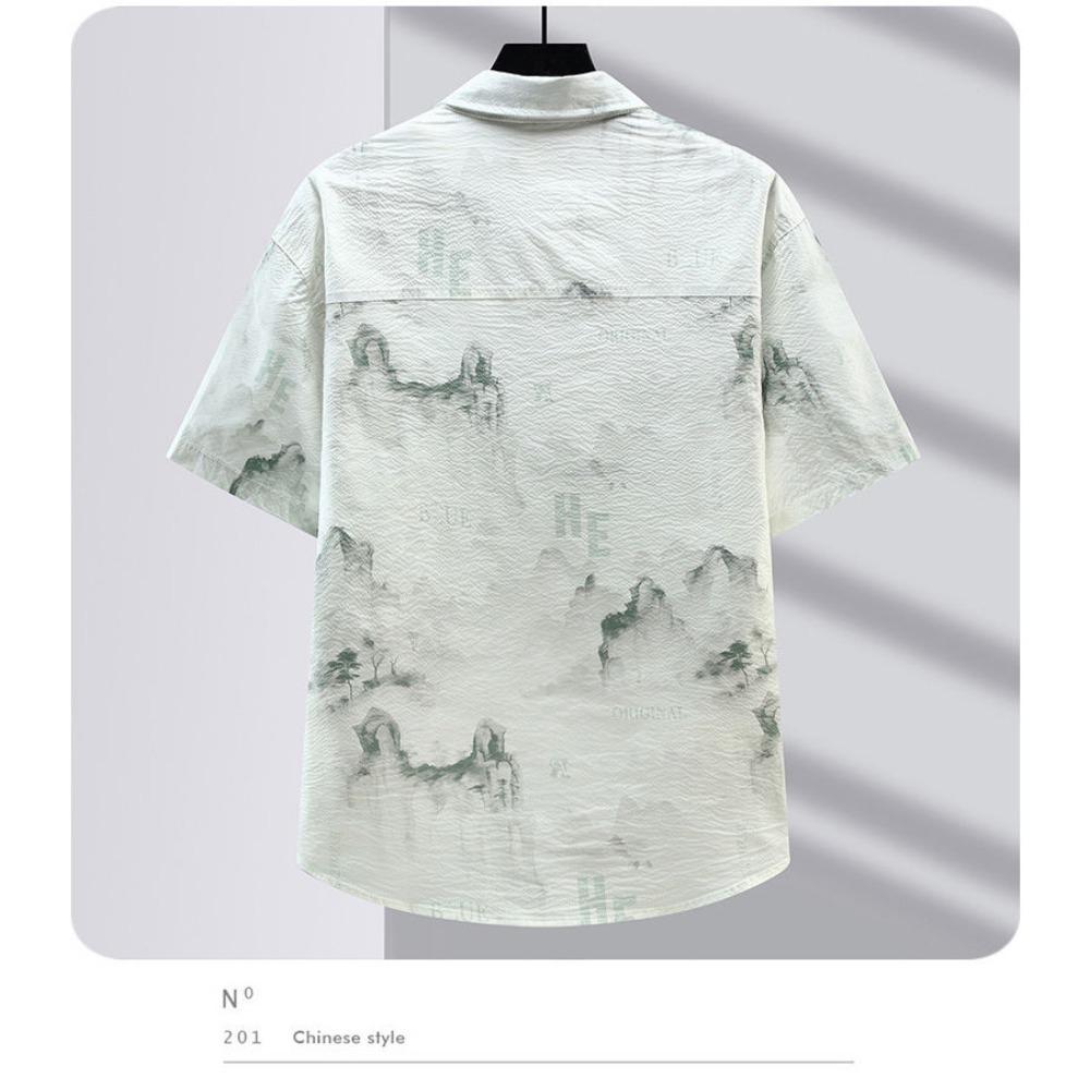 Thin Short-sleeved Fashionable Brands Casual Handsome Versatile and Elegant Men's Shirts