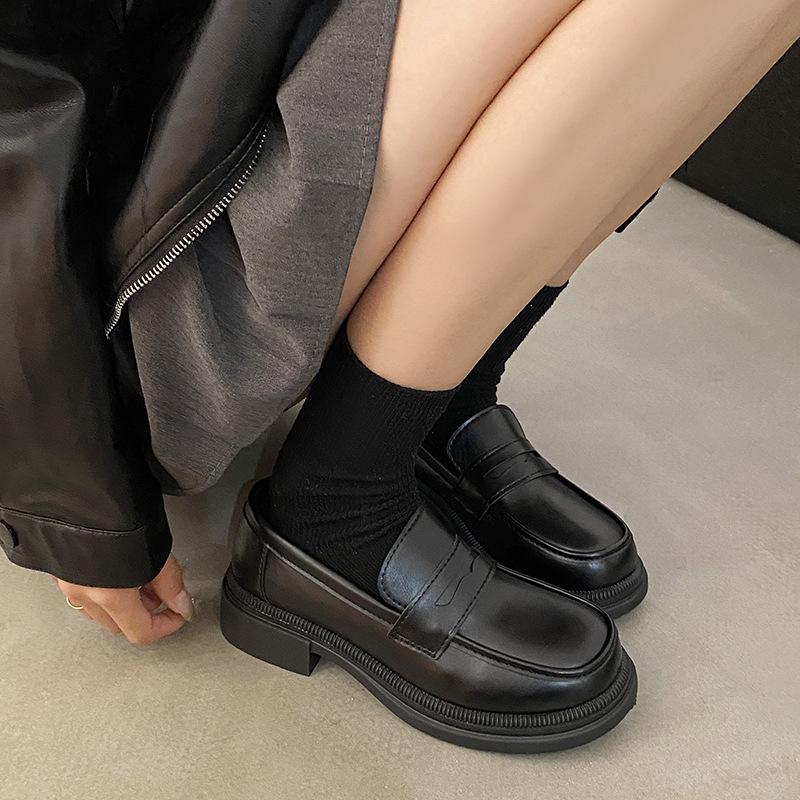 -Size, large size women's shoes, Japanese small leather shoes, women's British style retro loafers, one pedal jk uniform  shoes