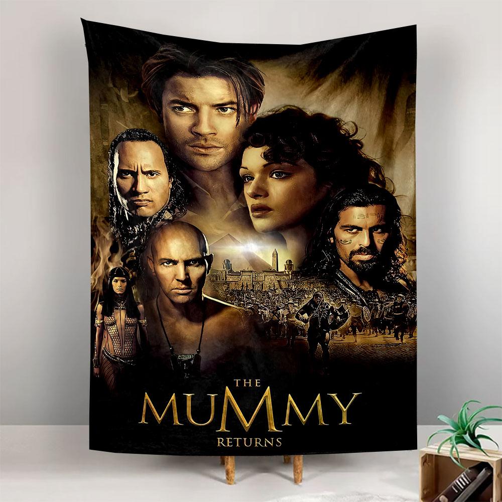A collage of character portraits set against an ancient Egyptian backdrop. Patterned tapestry for bedroom and living room home decor