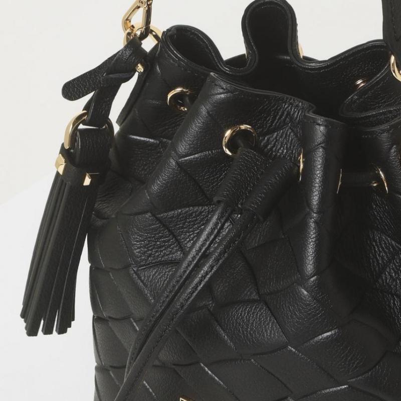 Daks Black Leather Drawstring Bag Carlisle Mesh Dcba6e323bk