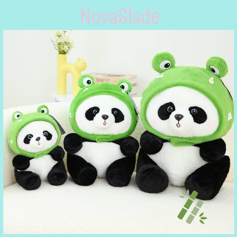 Adorable Panda Plush Toy With Frog Ice Cream And Bee Headpiece For Fun Gifts