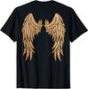 Golden Angel Wings On Back - Angelic Wings Design T-Shirt