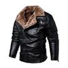 Giacca in pelle vintage da uomo, giacca in pile invernale da uomo, calda, con collo in pelliccia sintetica