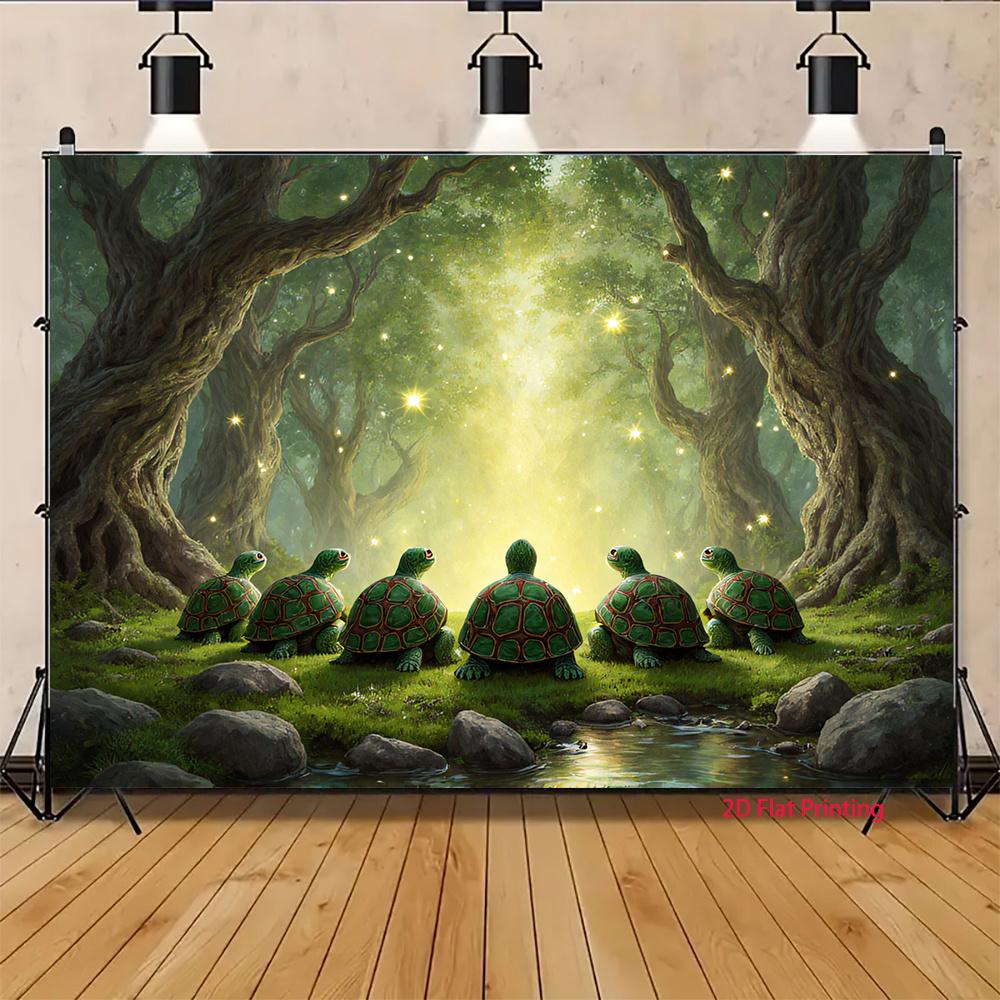 2D flat Smart Turtle banner background cloth perfect for birthday parties festive occasions and everyday decor polyester